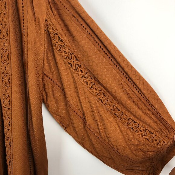 FREE PEOPLE Intimately I Mean It Crochet Knit Romper Burnt Copper - Picture 8 of 12